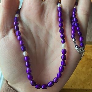 Purple Freshwater Pearl Sterling Silver Necklace